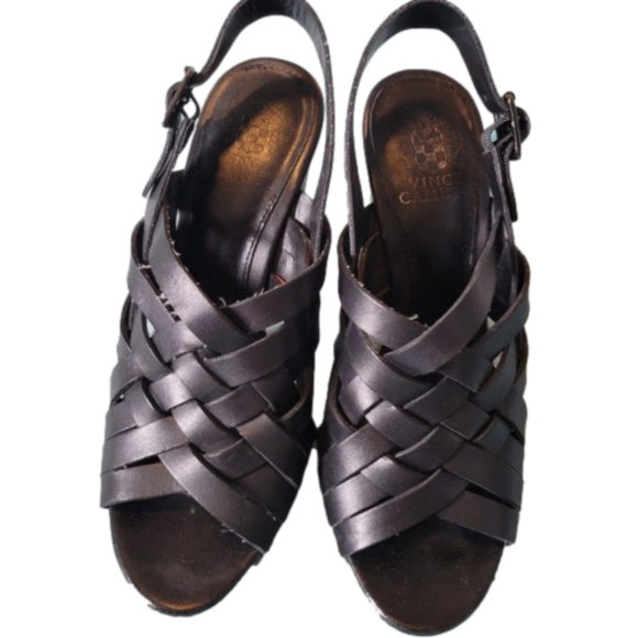 WOMESN VINCE CAMUTO BLACK LEATHER HEELS - Picture 2 of 2